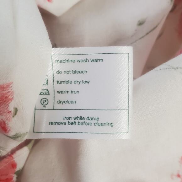 Laura Ashley Vintage 90s Floral Rose Belted Maxi Dress White Pink Cottage Size 8 - Picture 9 of 9